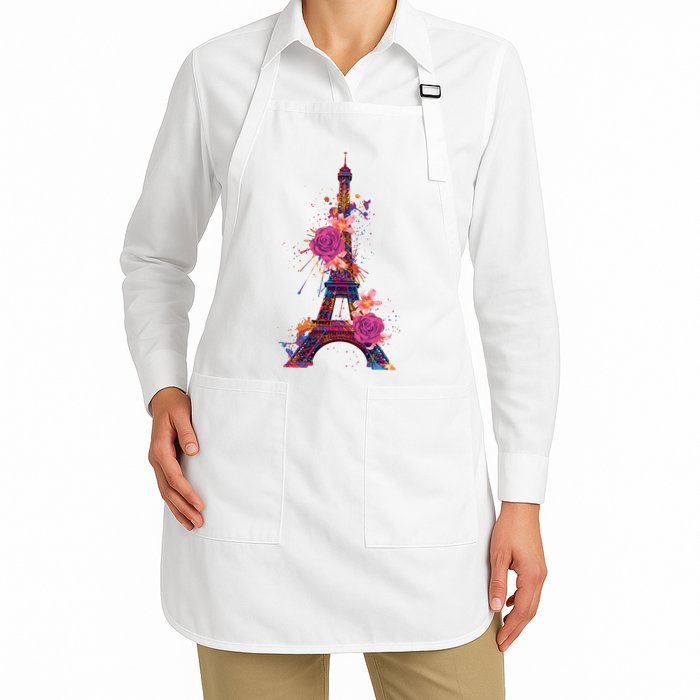 Floral Eiffel Tower Paris Apron