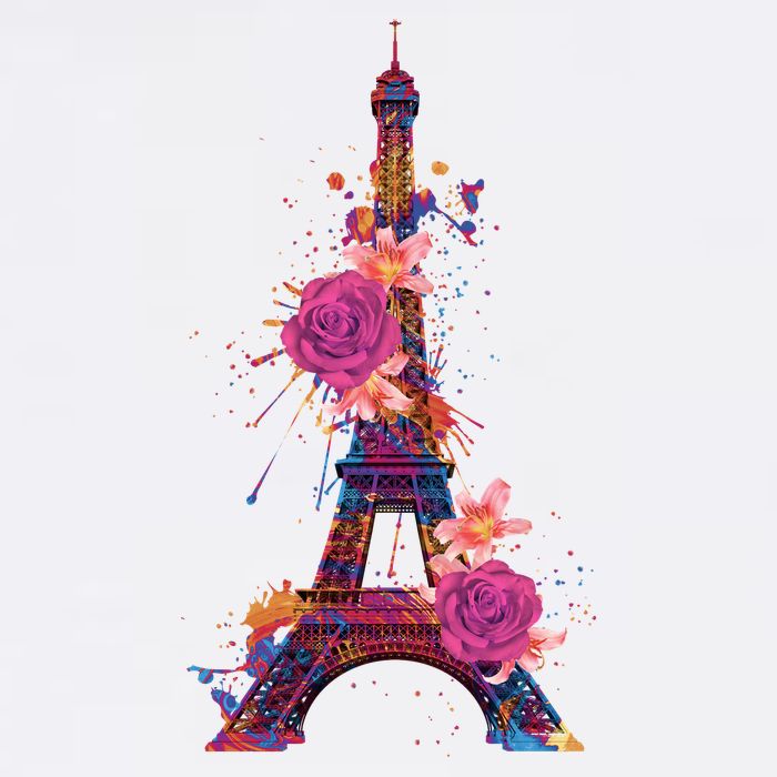 Floral Eiffel Tower Paris Apron