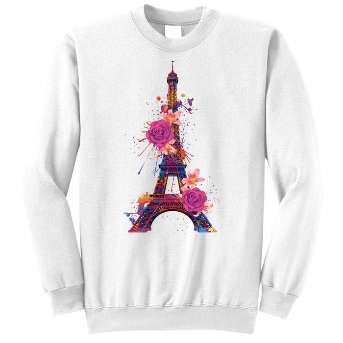 Floral Eiffel Tower Paris Sweatshirt