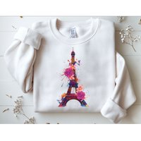 Floral Eiffel Tower Paris Sweatshirt