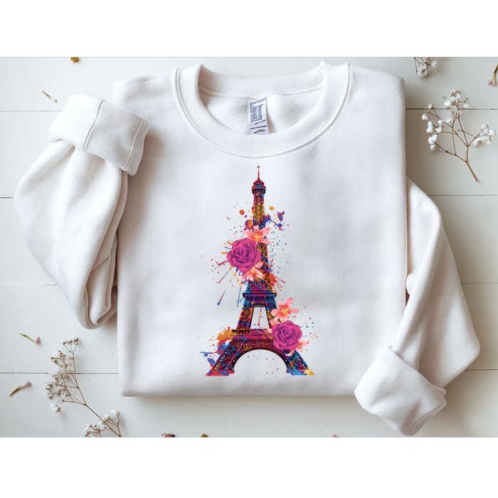 Floral Eiffel Tower Paris Sweatshirt
