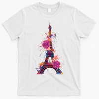 Floral Eiffel Tower Paris T-Shirt