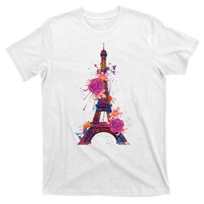 Floral Eiffel Tower Paris T-Shirt