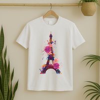 Floral Eiffel Tower Paris T-Shirt