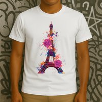 Floral Eiffel Tower Paris T-Shirt