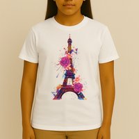 Floral Eiffel Tower Paris T-Shirt