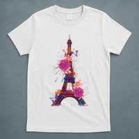 Floral Eiffel Tower Paris T-Shirt