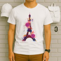 Floral Eiffel Tower Paris T-Shirt