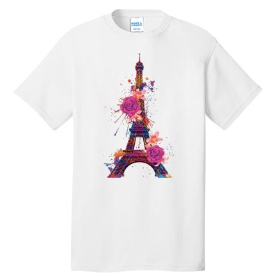 Floral Eiffel Tower Paris Tall T-Shirt