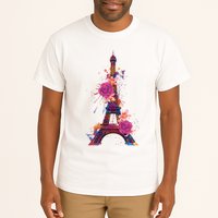 Floral Eiffel Tower Paris Tall T-Shirt