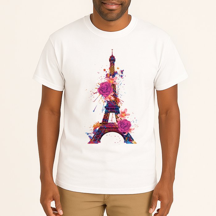 Floral Eiffel Tower Paris Tall T-Shirt