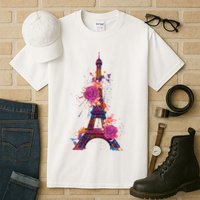 Floral Eiffel Tower Paris Tall T-Shirt
