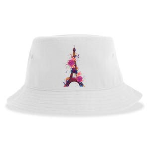 Floral Eiffel Tower Paris Sustainable Bucket Hat