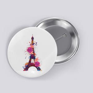 Floral Eiffel Tower Paris Button