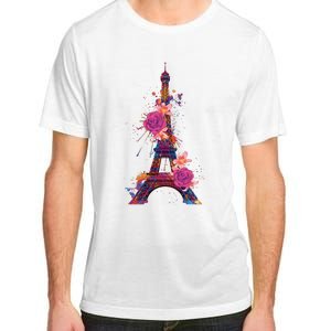 Floral Eiffel Tower Paris Adult ChromaSoft Performance T-Shirt