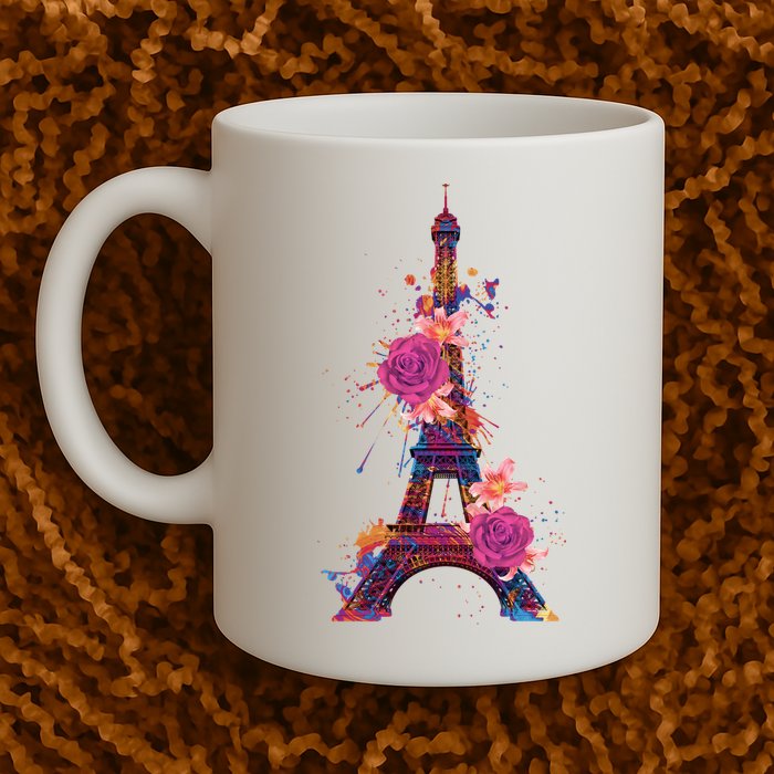 Floral Eiffel Tower Paris Mug