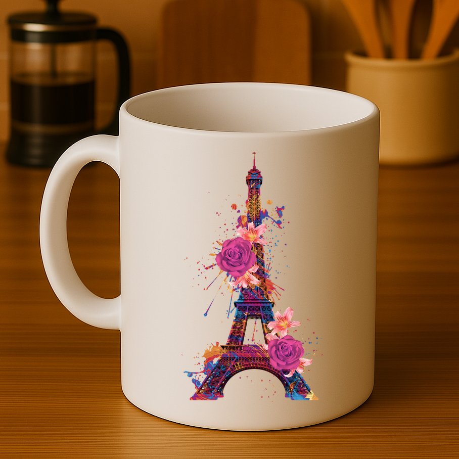 Floral Eiffel Tower Paris Mug