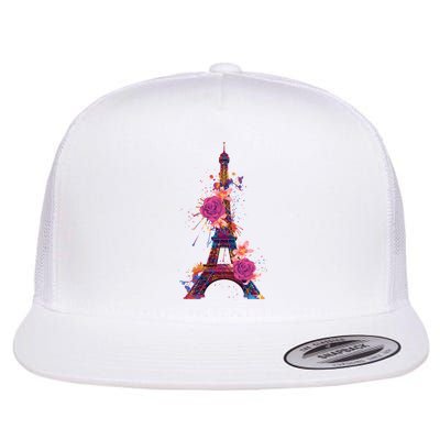 Floral Eiffel Tower Paris Flatbill Hat