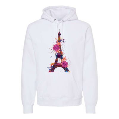 Floral Eiffel Tower Paris Premium Hoodie