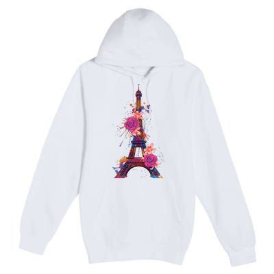 Floral Eiffel Tower Paris Premium Pullover Hoodie