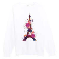 Floral Eiffel Tower Paris Premium Crewneck Sweatshirt