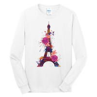 Floral Eiffel Tower Paris Tall Long Sleeve T-Shirt