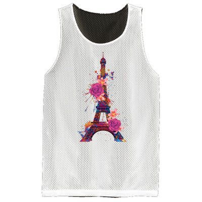 Floral Eiffel Tower Paris Mesh Reversible Basketball Jersey Tank