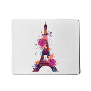 Floral Eiffel Tower Paris Mousepad