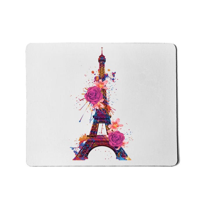 Floral Eiffel Tower Paris Mousepad