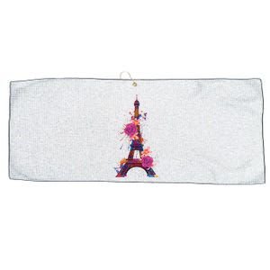 Floral Eiffel Tower Paris Large Microfiber Waffle Golf Towel