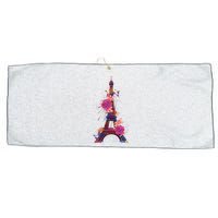 Floral Eiffel Tower Paris Large Microfiber Waffle Golf Towel