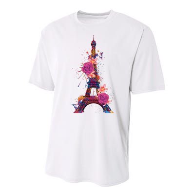 Floral Eiffel Tower Paris Performance Sprint T-Shirt