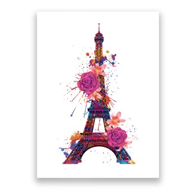 Floral Eiffel Tower Paris Poster