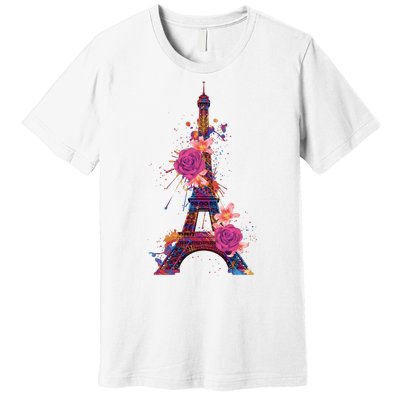 Floral Eiffel Tower Paris Premium T-Shirt