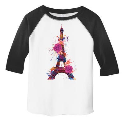 Floral Eiffel Tower Paris Toddler Fine Jersey T-Shirt