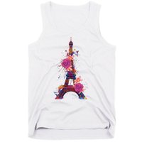 Floral Eiffel Tower Paris Tank Top