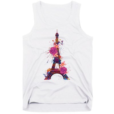 Floral Eiffel Tower Paris Tank Top