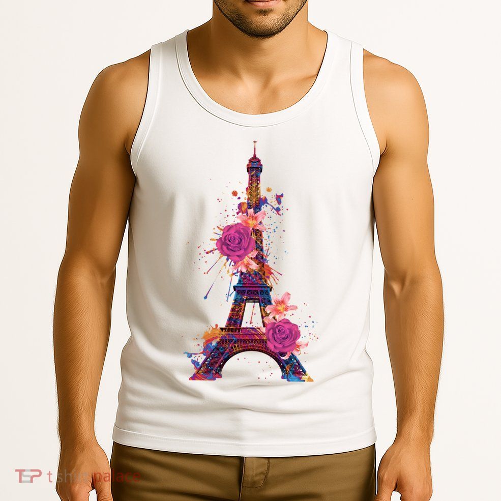 Floral Eiffel Tower Paris Tank Top