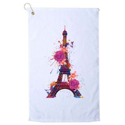 Floral Eiffel Tower Paris Golf Towel