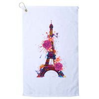 Floral Eiffel Tower Paris Golf Towel