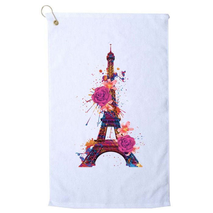 Floral Eiffel Tower Paris Golf Towel
