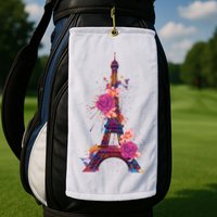 Floral Eiffel Tower Paris Golf Towel