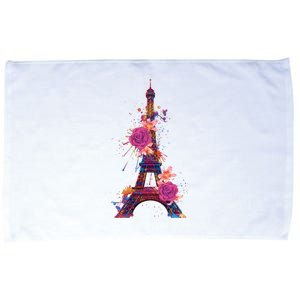 Floral Eiffel Tower Paris Microfiber Hand Towel