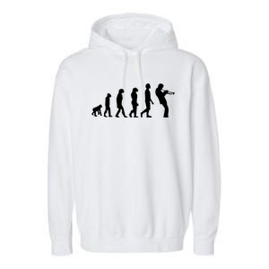 Funny Evolution Trumpet Player Music Band Musician Jazz Gift Garment-Dyed Fleece Hoodie