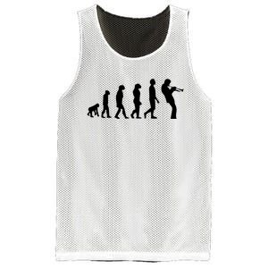 Funny Evolution Trumpet Player Music Band Musician Jazz Gift Mesh Reversible Basketball Jersey Tank