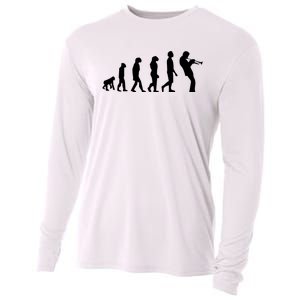 Funny Evolution Trumpet Player Music Band Musician Jazz Gift Cooling Performance Long Sleeve Crew