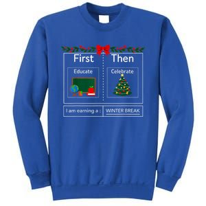 First Educate Then Celebrate Winter Break Christmas Teacher Cool Gift Sweatshirt