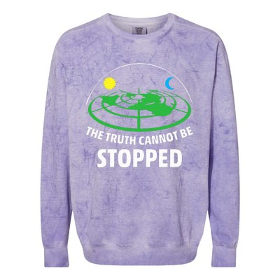 Flat Earther The Truth Cannot Be Stopped Colorblast Crewneck Sweatshirt