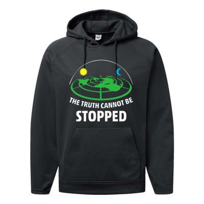 Flat Earther The Truth Cannot Be Stopped Performance Fleece Hoodie