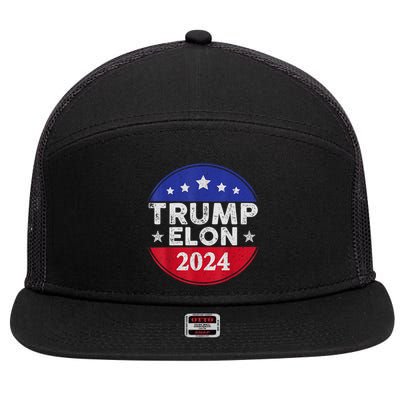 Funny Elon & Trump Vance For President 2024 7 Panel Mesh Trucker Snapback Hat